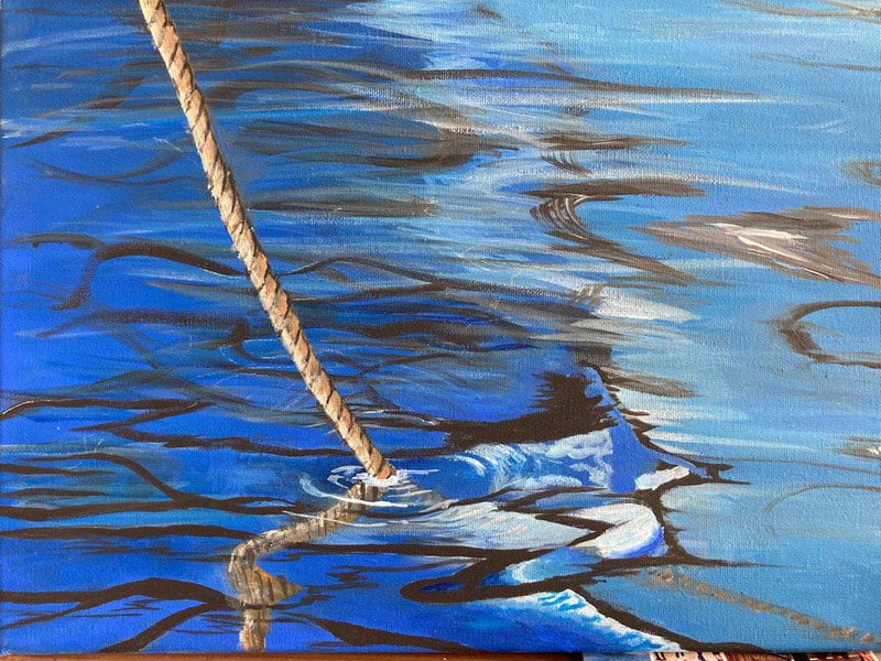 17 year old artists acrylic paintings of water and rope