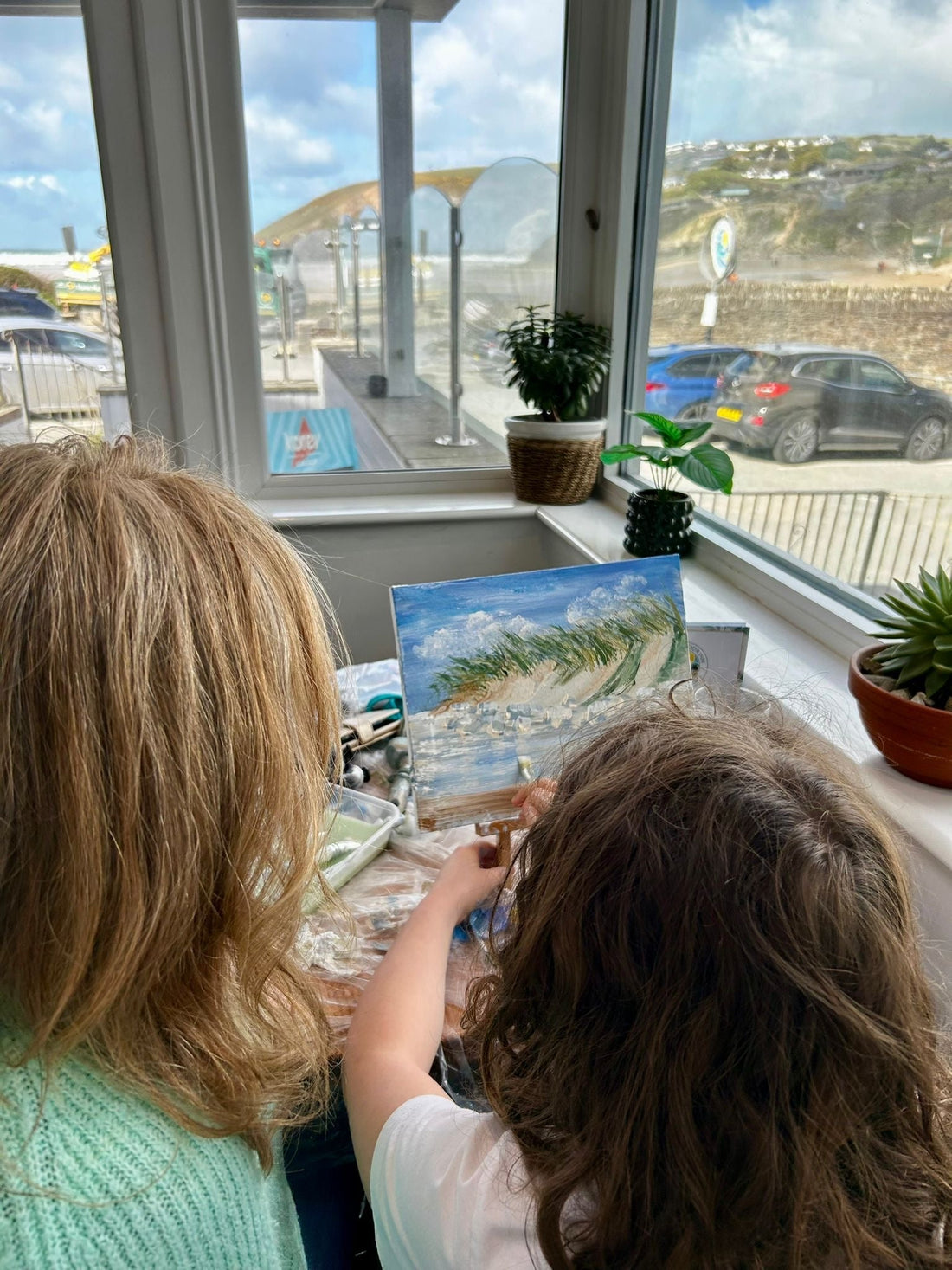 Mawgan Porth Art Lesson Child Painting Beach