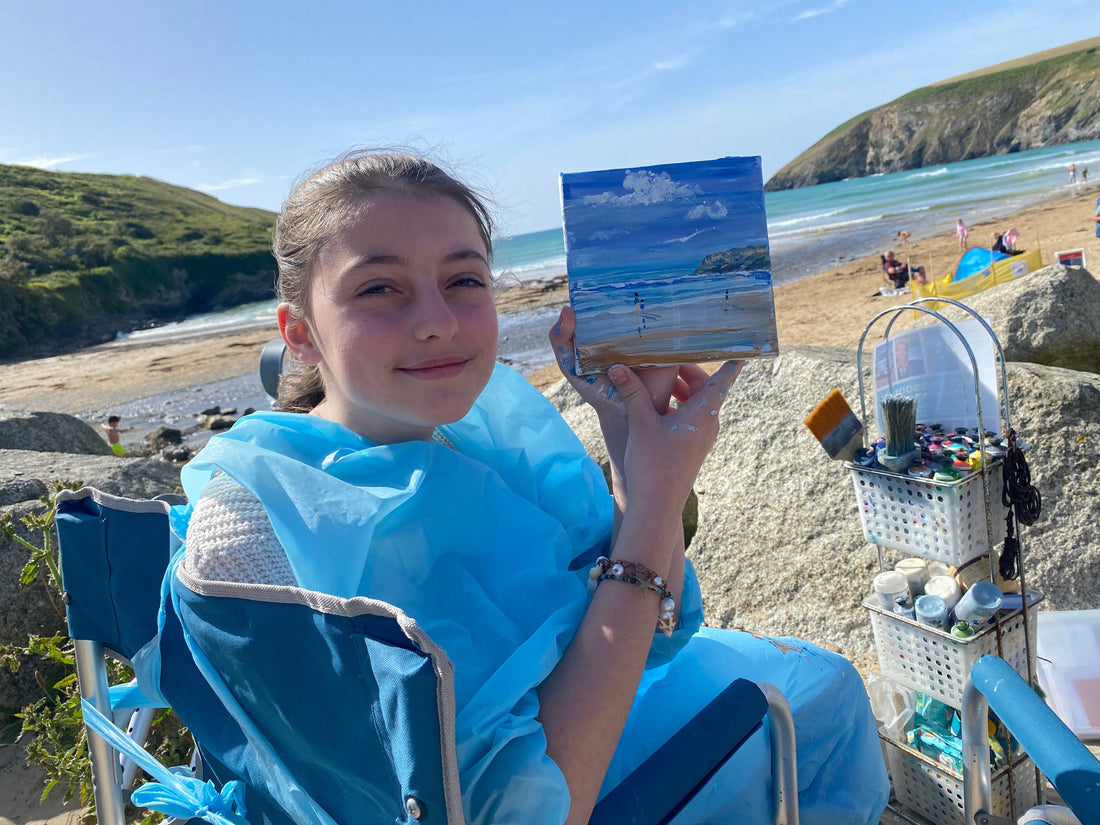 The Smile Says It All… Art Lessons on Mawgan Porth Beach