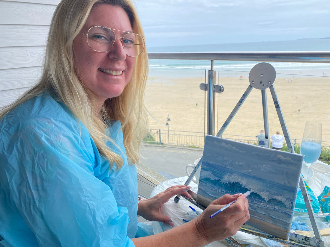 Painting Waves at Mawgan Porth | Art Lessons Cornwall