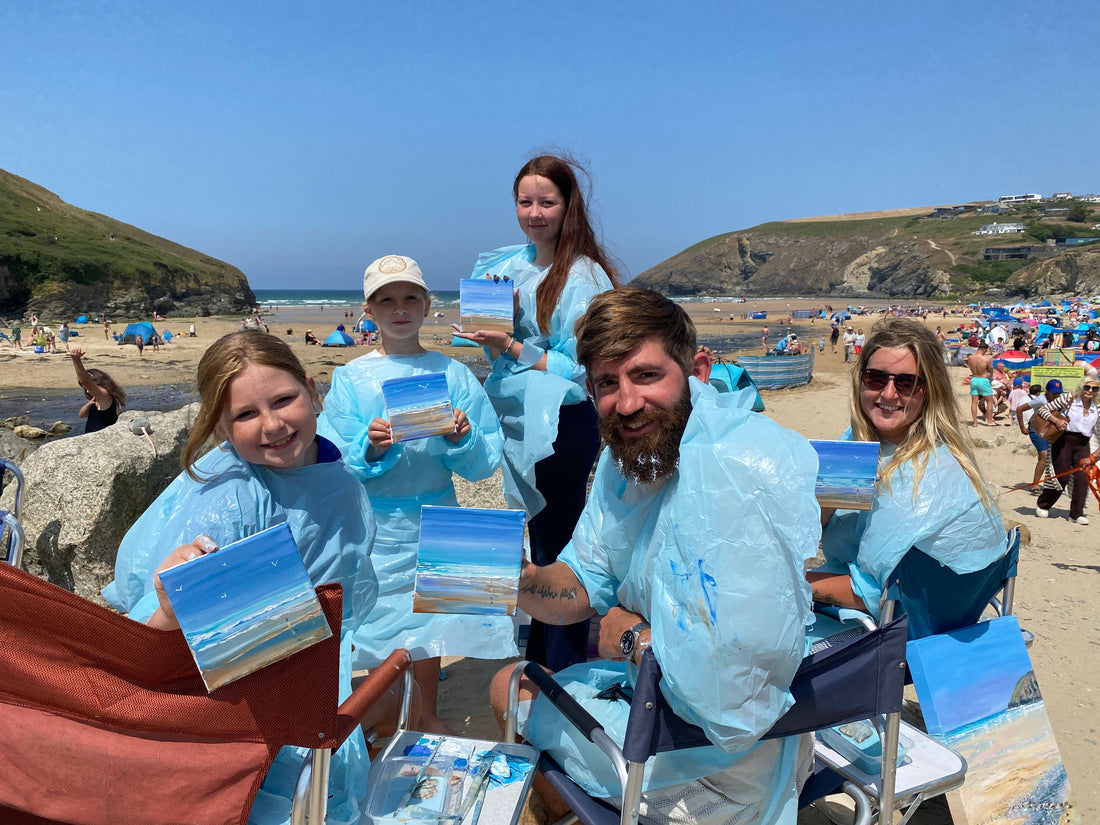 Family Art Lesson in Mawgan Porth