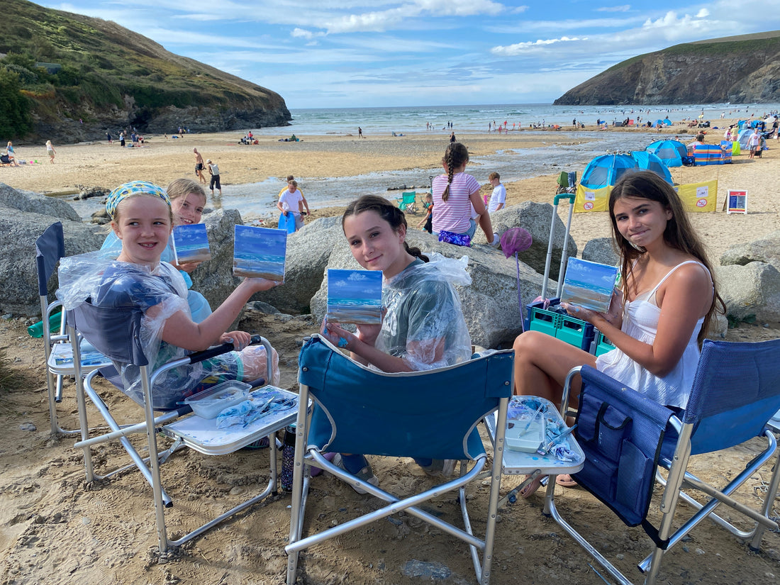 Family Art Lessons at Mawgan Porth, Cornwall