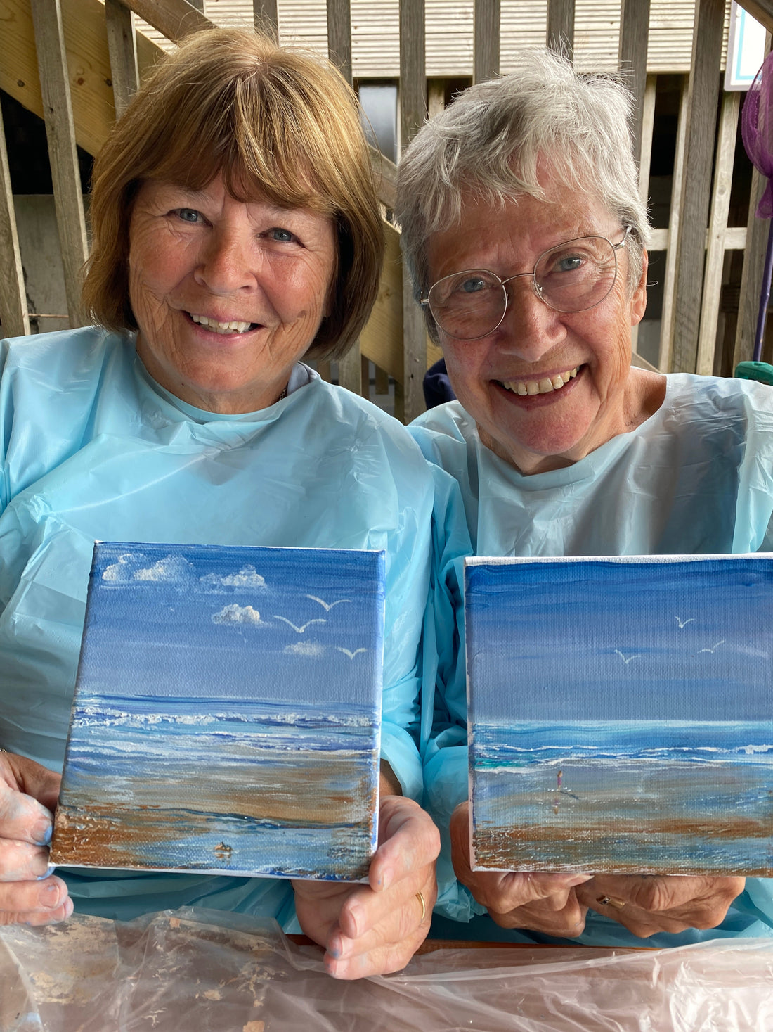 Painting Together at Mawgan Porth, Cornwall