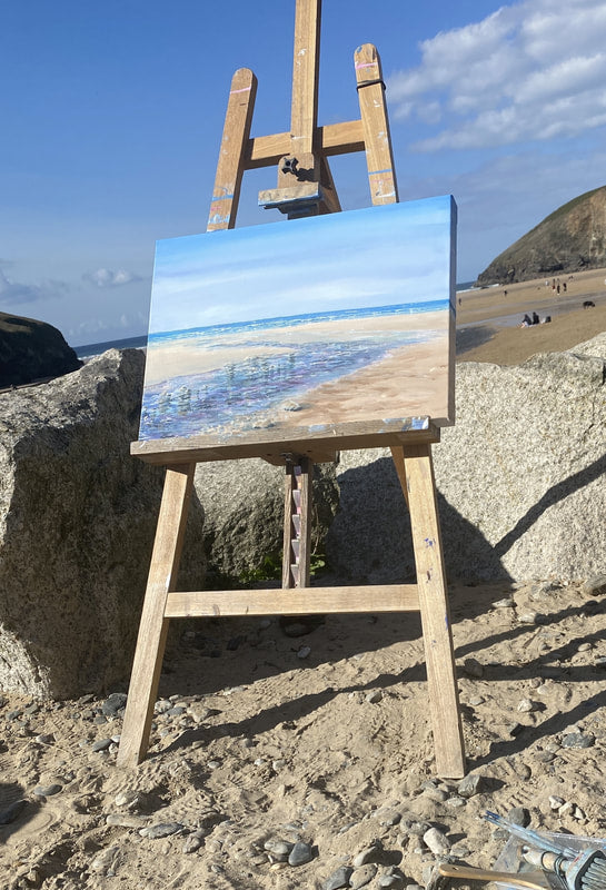 Mawgan Porth, Cornwall. Seascape Painting by Jeanni