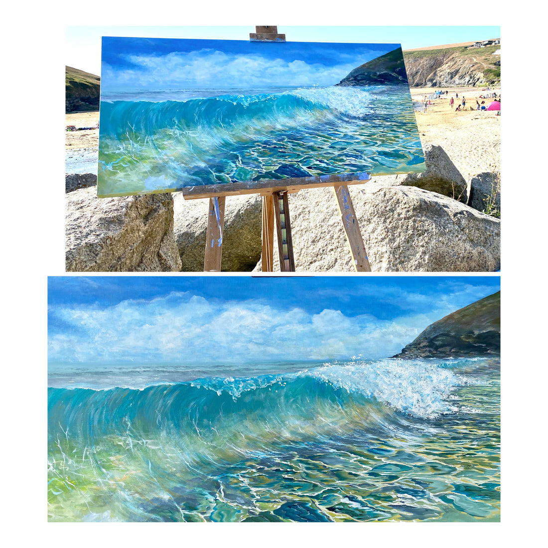 Painting a Cornish Wave at Mawgan Porth