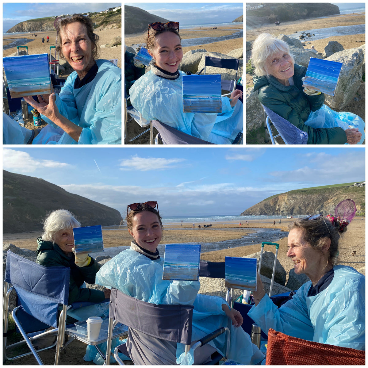 Three Generations Enjoy Art Lessons in Mawgan Porth