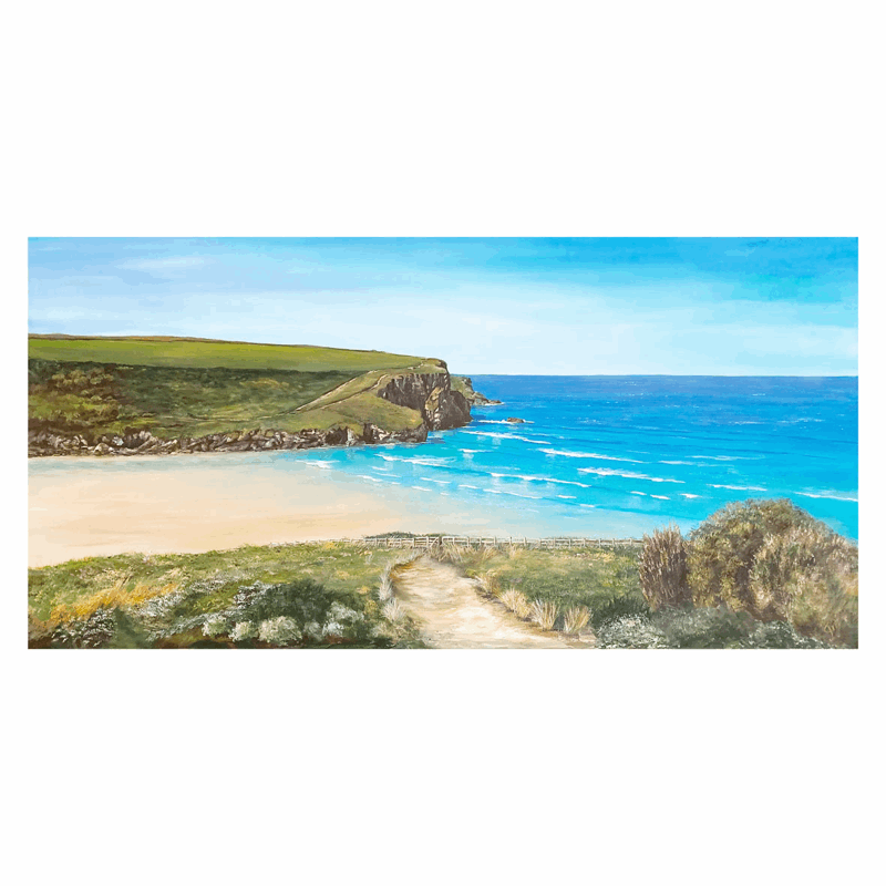 View from the Scarlet hotel, Mawgan Porth - Print | Art at the Beach | Jeanni Grant-Nelson | Mawgan Porth