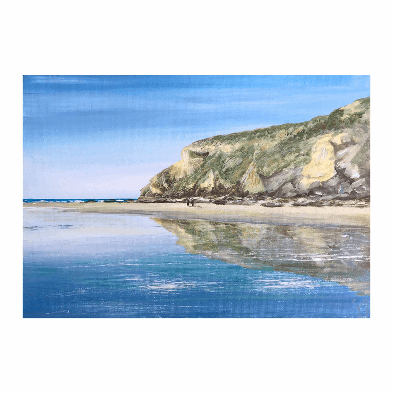 Reflected headland at Mawgan Porth | Art at the Beach | Jeanni Grant-Nelson | Mawgan Porth