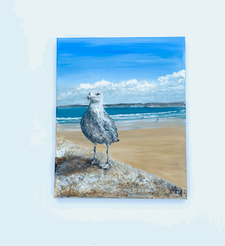 Lone Gull | Art at the Beach | Jeanni Grant-Nelson | Mawgan Porth