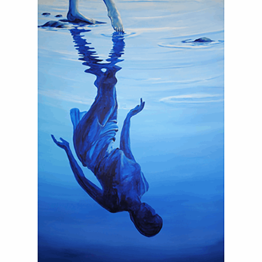 Reflecting (Hangs either way up... A woman touching her toe in the water too frightened to show her true potential) | Art at the Beach | Jeanni Grant-Nelson | Mawgan Porth