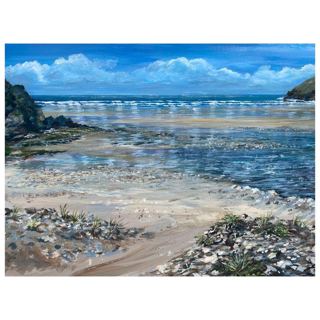 Blustery Shining Beach 2 - Print | Art at the Beach | Jeanni Grant-Nelson | Mawgan Porth