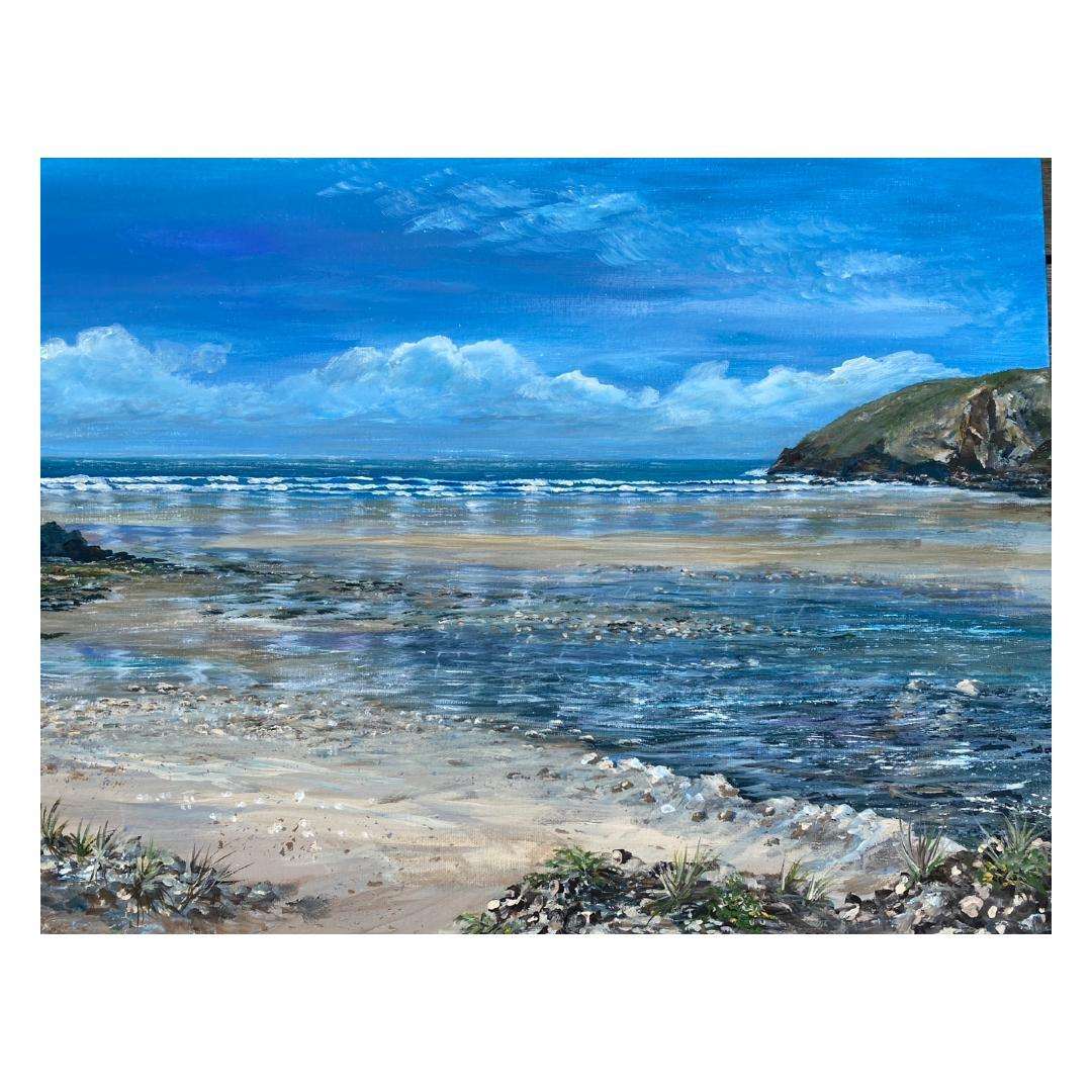 Blustery Shining Beach - Print | Art at the Beach | Jeanni Grant-Nelson | Mawgan Porth