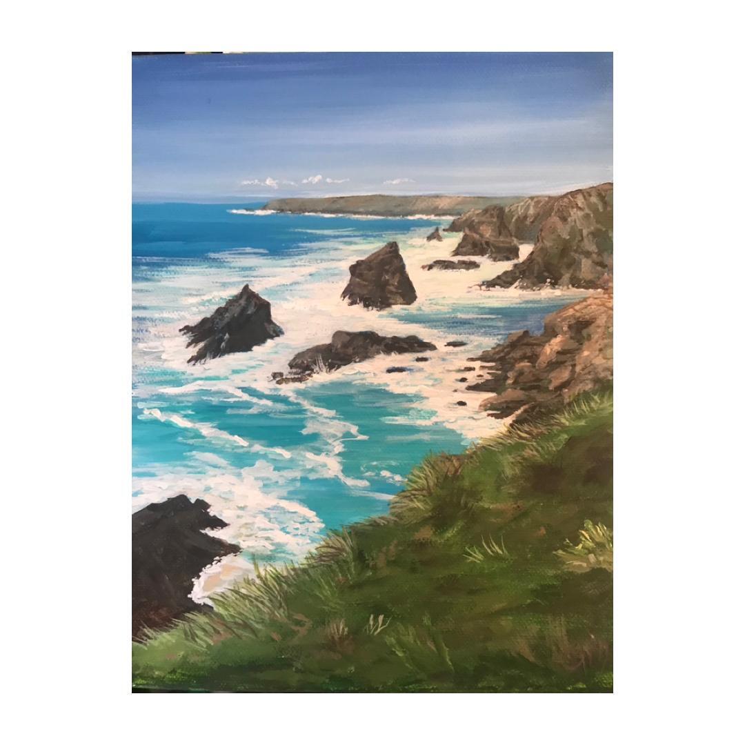 Strong Breeze, Bedruthan Steps Carnewas - Print | Art at the Beach | Jeanni Grant-Nelson | Mawgan Porth